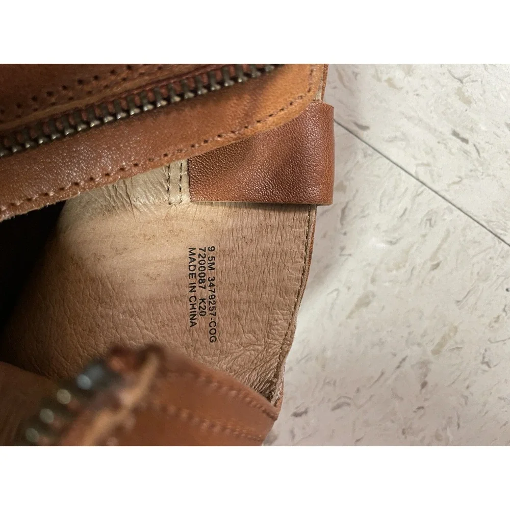 FRYE‎ Women's Sz 9.5M Reina Cognac Leather Western Ankle Bootie Festival Concert